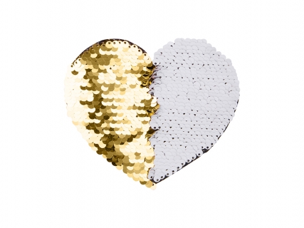 Flip Sequins Adhesive Black Base (Heart, Gold W/ White)