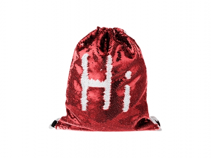 Sequin Drawstring Backpack (Red/White)