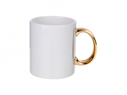 11oz Plated Ceramic Mug (Gold Handle)