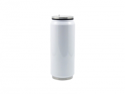 12oz/350ml Stainless Steel Coke Can with Straw (White)