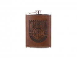8oz Stainless Steel Flask with PU Cover(Dark Brown)