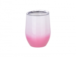 12oz/360ml Stainless Steel Stemless Cup w/ Lid (Gradient Color White &amp; Pink)