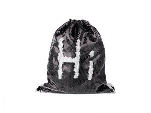 Sequin Drawstring Backpack (Black/White, 36*45cm)