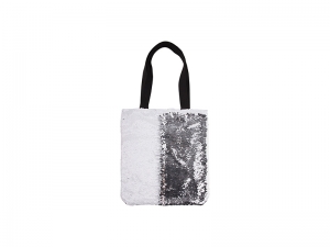 Sequin Double Layer Tote Bag (White/Silver)