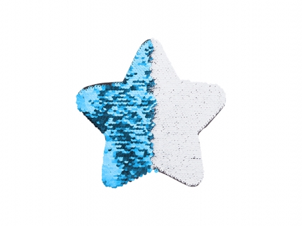 Flip Sequins Adhesive Black Base (Star, Light Blue W/ White) (18*18cm)