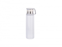 17oz/500ml Stainless Steel Flask w/ Clear Cup Cap (White) MOQ:2000