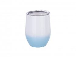 12oz Stainless Steel Stemless Wine Cup with Lid (Gradient Color White&amp;Light Blue)