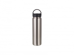 25oz/750ml Stainless Steel Flask w/ Portable Lid (Silver)