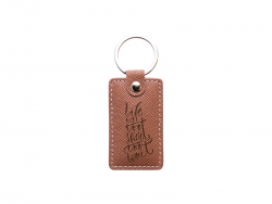 Llavero Cuero PU para grabado a láser (Rectangular, Marrón)
