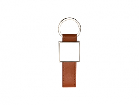 Strip PU Key Chain(Square, Brown)