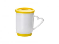 12oz/360ml Ceramic Mug w/ Silicon Lid and Base (Yellow)