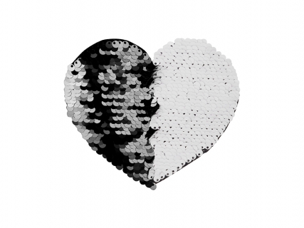 Flip Sequins Adhesive Black Base (Heart,Black W/ White)