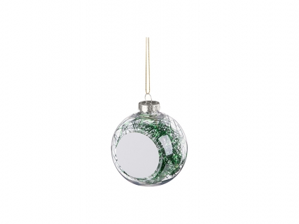 8cm Plastic Christmas Ball Ornament w/ Green String (Clear)