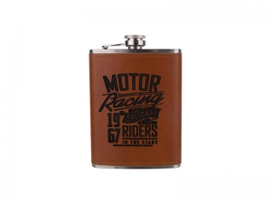 8oz Stainless Steel Flask with PU Cover (Chestnut)