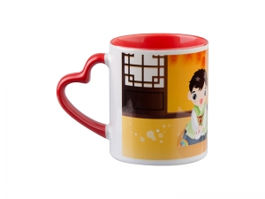 11oz Inner Rim Color Mug with Heart Handle