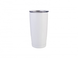 20oz Stainless Steel Tumbler with Ringneck Grip (White)