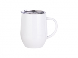 12oz/360ml Stainless Steel Stemless Wine Cup with Handle (White)
