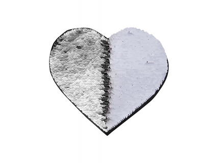 Flip Sequins Adhesive (Heart, Silver W/ White)