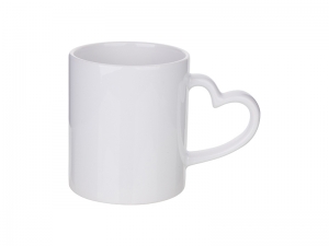 11oz White Mug with Heart Handle