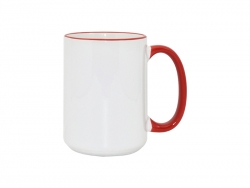 15oz Rim/Handle Mugs - Red