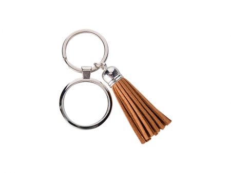Round Keychain w/ Short Tassel(Brown)