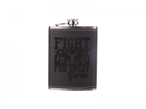 8oz Stainless Steel Flask with PU Cover (Black)