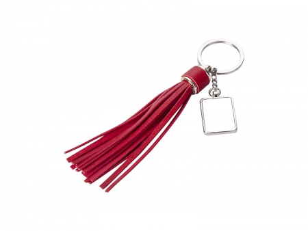 Square Keychain w/ Long Tassel (Red)