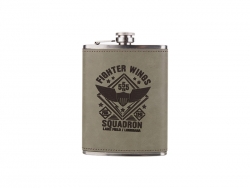 8oz Stainless Steel Flask with PU Cover (Rawhide)