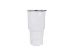 30oz Stainless Steel Tumbler with Ringneck Grip (White)