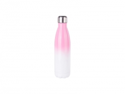 17oz/500ml Stainless Steel Cola Shaped Bottle (Gradient Color White&amp;Pink)