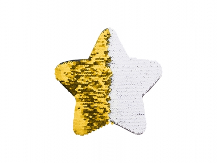 Flip Sequins Adhesive Black Base (Star, Gold W/ White) (18*18cm)