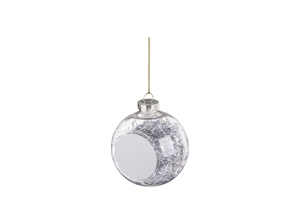 8cm Plastic Christmas Ball Ornament w/ Silver String (Clear)