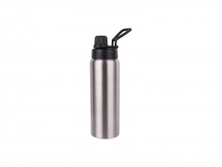 25oz/750ml Stainless Steel Flask w/ Portable Lid (Silver) MOQ:3000
