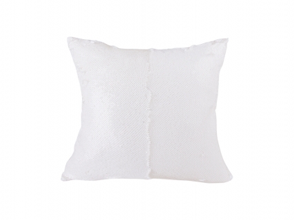 Flip Sequin Pillow Cover (White w/ White)