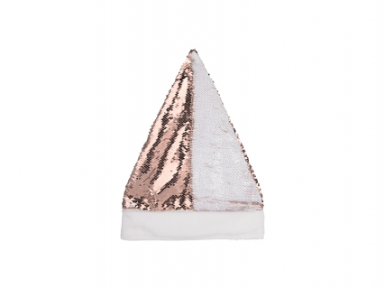 Flip Sequin Santa Hat (Champagne W/ White)