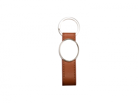 Strip PU Key Chain(Oval, Brown)