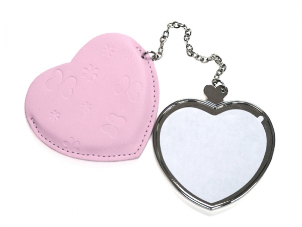 Heart Hand Mirror with Leather Case